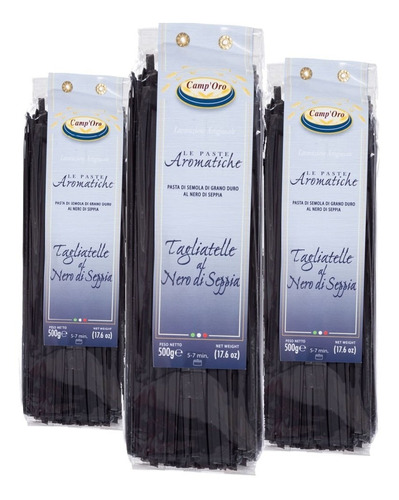 Pasta Di Grano Tagliatelle Nero De Sepia Camp'oro 500g (3 X)