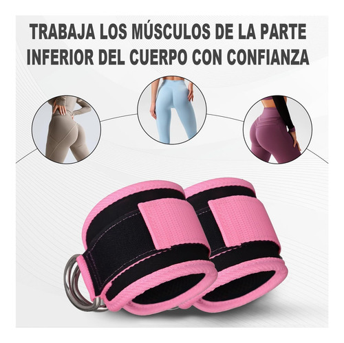 Tobillera Fitness Gym, Reforzada Doble Anilla En D, Correas