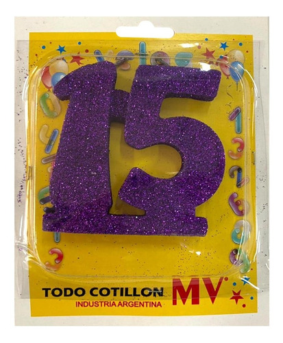 Vela Numero 15 Gibre Violeta - Cumpleaños