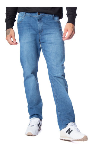 Calça Jeans Masculina Pitt Slim Fit Estonada Azul