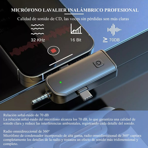 Micrófono Bt Inalámbrico Usb C Celular Tiktok Youtube Luob23 Gris Oscuro