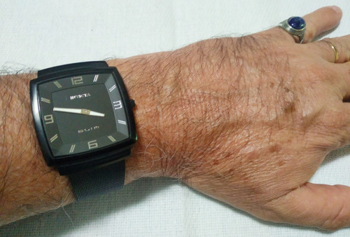 Relogio Raro Invicta Original Slim Preto Vidro Safira Crista