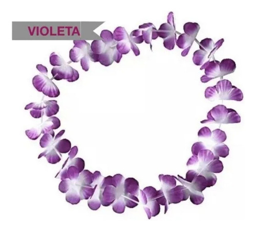 Collar Hawaii Hula X1 Flores Hawaiano Carioca Color Violeta