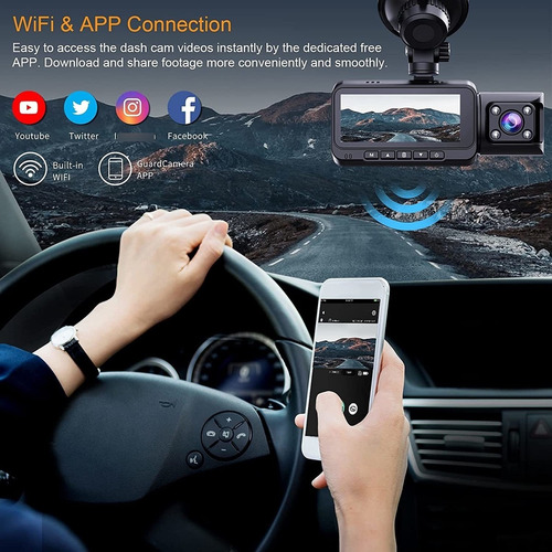 Imagen 2 de 7 de 3 Canales Dash Cam Incorporado Wifi Gps 4k+1080p Doble Da...