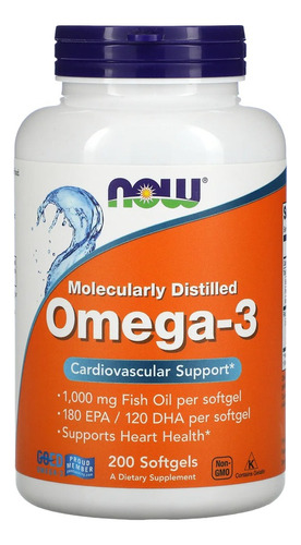 Ômega-3 Molecularmente Destilados Now Foods 200soft Eua/usa Sabor Sem sabor