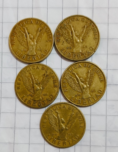 $ 10 Pesos Chilena Angel Libertad Año 1981, Pack X 5 Un. (Usado)