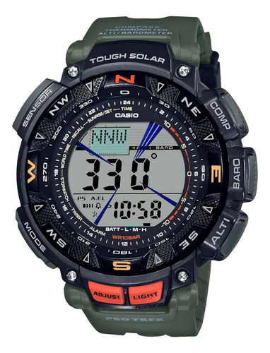 Reloj Pulsera Digital Casio Caprg2403cr Con Correa De Resina Color Verde Oscuro - Fondo Gris - Bisel Negro