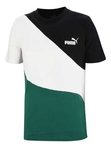 Remera Puma Hombre Power Cat Manga Corta Verde