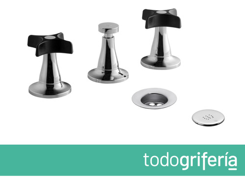 Griferia Para Bidet Fv Petalo Cruz Cromo Y Negro 295/m3-nc