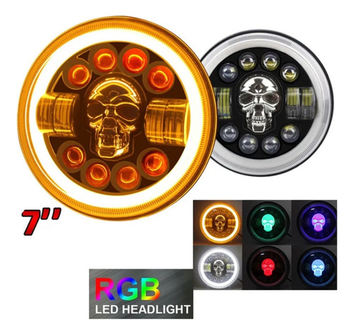 Faro Led Redondo 7 Pulgadas Moto Y Carro 90w Luces Rgb