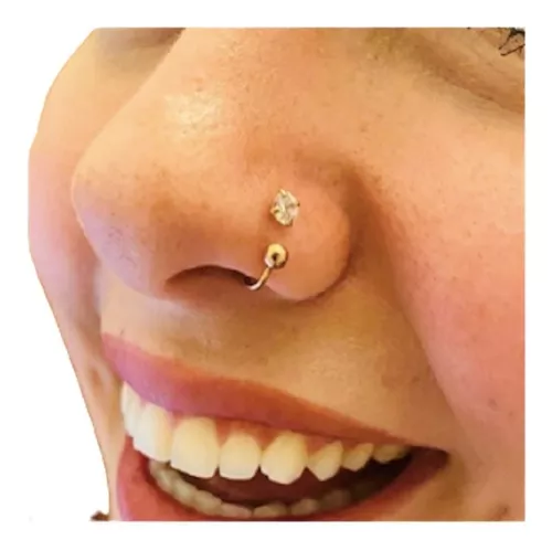 Piercing Ferradura Fina Nariz Aço Cirúrgico Pvd Zirconia