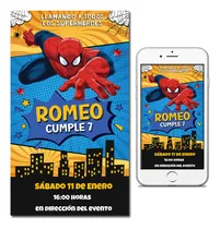 Comprar Tarjetas Invitaciones Digitales Personalizadas Spiderman