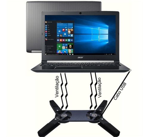 Base Suporte Cooler Duplo Usb Ajustável P Notebook Netbook