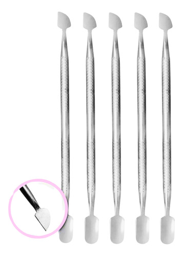 Kit 5 Espátula Dupla Empurrador Inox Profissional Slim