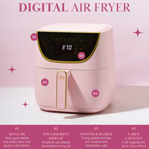 Air Fryer Paris Hilton, Grande, Con Capacidad Para 6 Cuartos