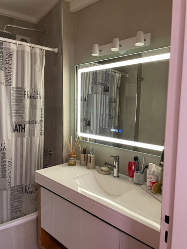 Imagen 5 de 10 de Espejo Baño 100x70 Luz Led Desempañador Temp Y Hora