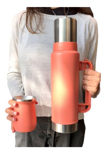 Termo Vacuum Flask 1300ml Matero Acero Inox Hot Cold Cebador