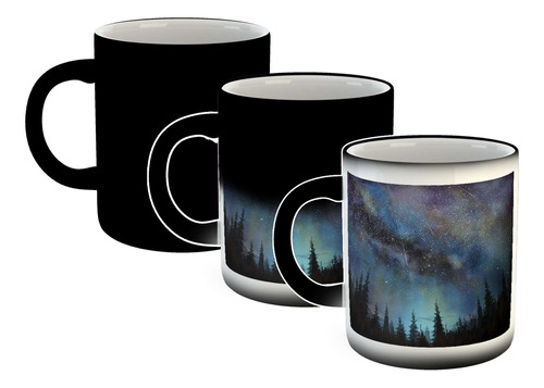 Taza Magica Cielo Bosque Estrellado Aurora Boreal