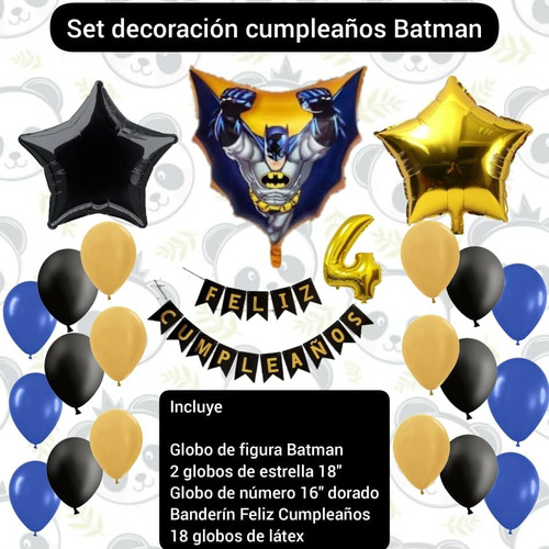 Combo Decoración Cumpleaños Globos Batman / Banderin