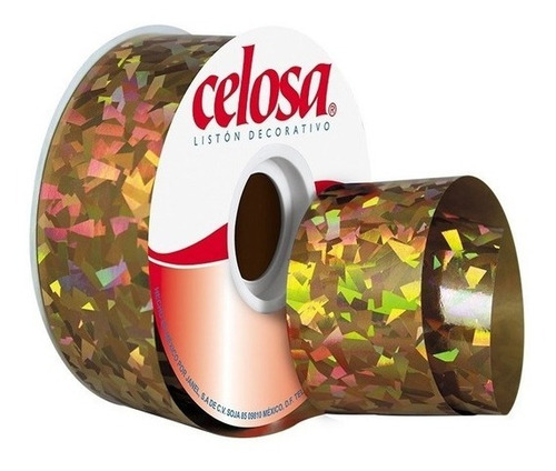Liston Celosa No.9 Holografico Metalico Frape 35mm X 40mts Color Plateado Celosa Holografico