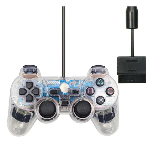 Combo 2 Controles Para Ps2 Joystick Analógico Plug And Play Transparente