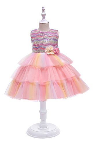 Vestido De Princesa Colorido Para Niños De 3 Capas De Tul Ha