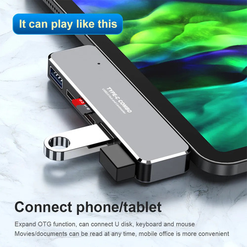 A A Adaptador Hub 5 En 1 Con Lector Usb 3.0 Tipo C A 4k Hdmi