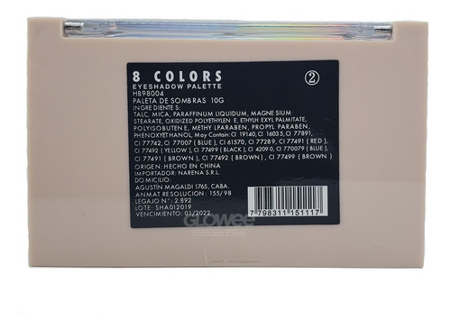 Paleta Sombras Ojos Holografica Dapop Original 8 Tonos Mod 2