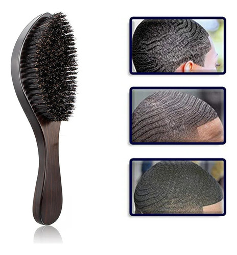Escova Hard Para Waves 360 Profissional Ondulada Premium Cor Preto