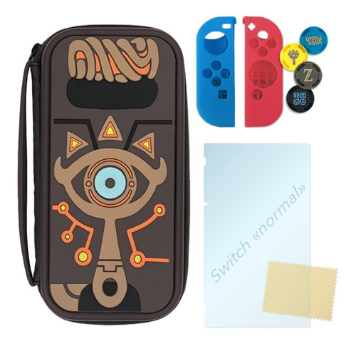 Switch Funda Zelda Botw + Cristal + Joycon + Grips | Estuche Case Sheikah Master Edition | Solo Switch «normal», No Lite