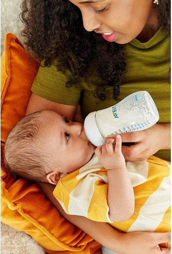 Biberones Philips Avent Natural SCF033/27 color transparente x 2 unidades de 9Oz/260mL de flujo lento