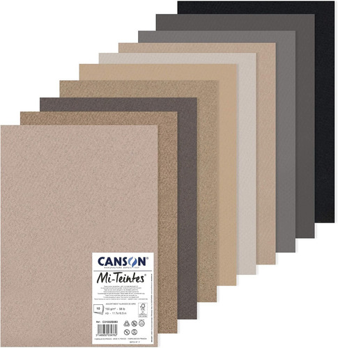 Canson Mi Teintes Tamaño 50x65cm 160g Set X10 Colores Grises