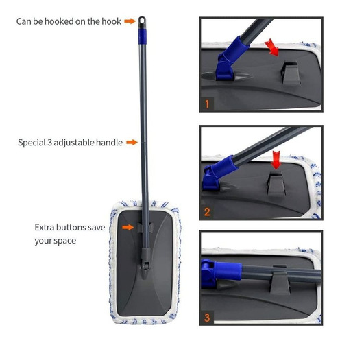 Masthome - Mopa Plana De Microfibra De Gran Superficie Con 3