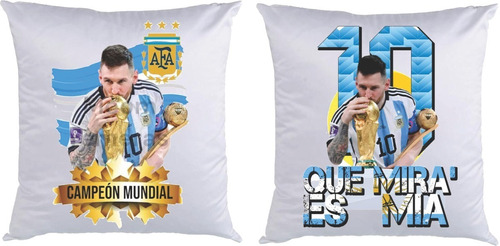 Amohadones 40x40 Pack X 2  Campeon Mundial Y Que Mirá! Bobo!