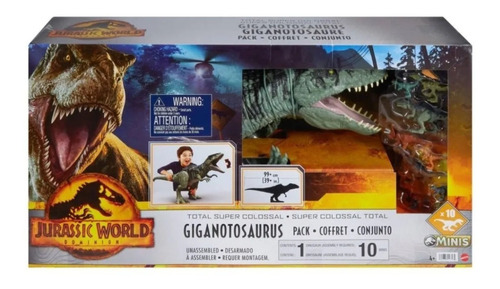 Jurassic World  Giganotosaurus Colosal + 10 Mini Dinosaurios