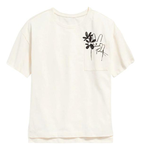 Polera Niña Old Navy Manga Corta Tunic Con Diseño Blanco