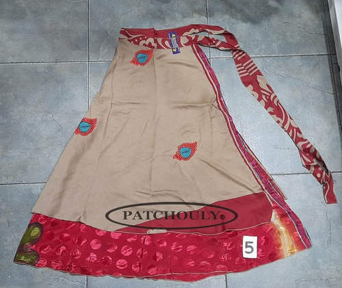 Imagen 6 de 10 de Pollera Larga Mil Formas Seda Hindú Estampada Doble Capa P2