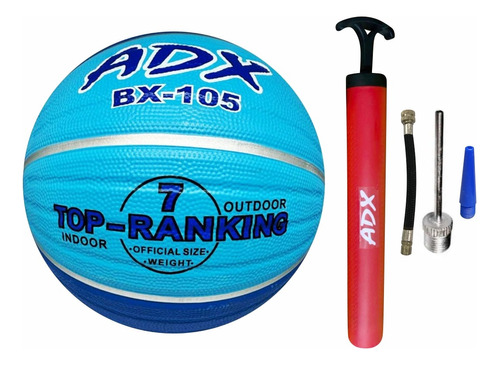 Balon Basquet Bx105 #7 + Bomba Adx Peso/medida Reglamentaria