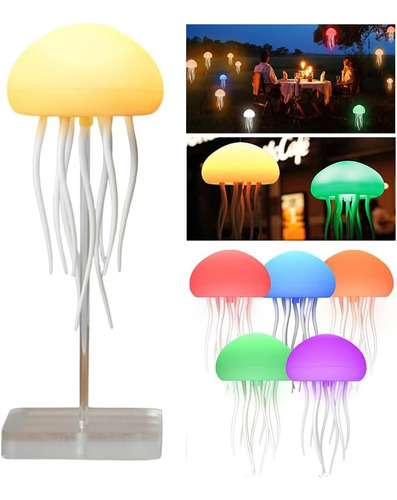 Lámpara De Medusa Con Patas Bailarinas Luz Led Noche 7 Color