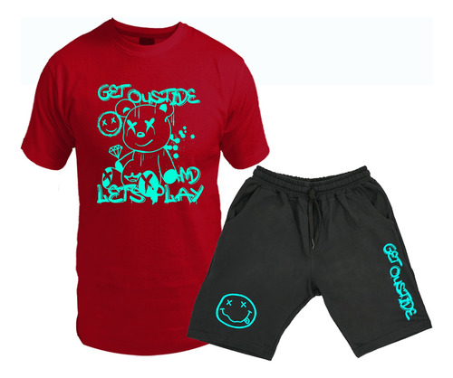 Conjunto Remera Y Short Bermuda Osito / Unisex / Colores