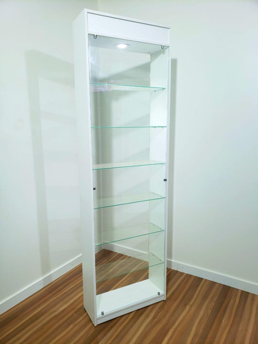 Vitrine Iluminada Tabacaria Ótica Perfumaria Vidro Frontal Cor Branco