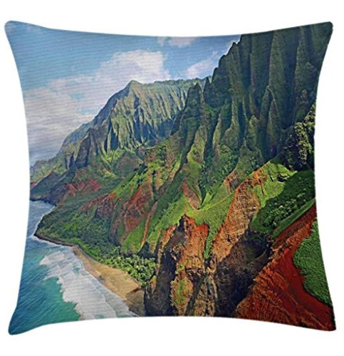 Ambesonne Hawaiian Throw Pillow Funda De Cojín, Na Pali Coas