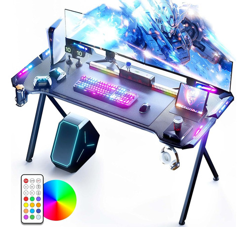 Escritorio Para Juegos Dowinx Con Luces Led, Mesa Para Compu