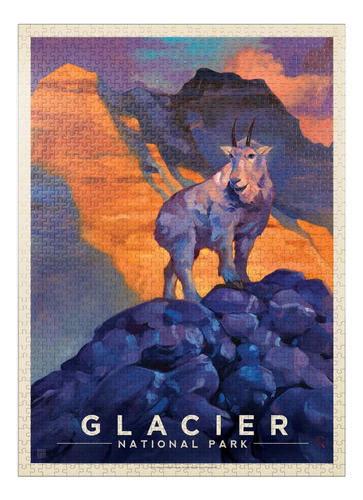 Glacier National Park: Mountain Goat, Vintage Poster - Rompe