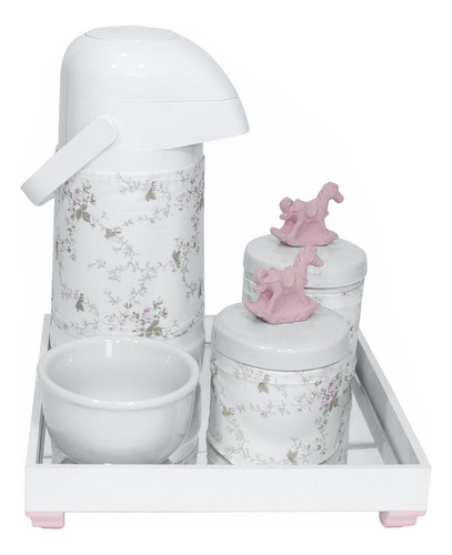 Kit Higiene Porcelanas Térmica Cavalinho Rosa Bebê Completo