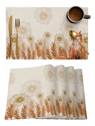 comprar 4 Mantel Individual Otoño Rustico Diseño Zorro Flor
