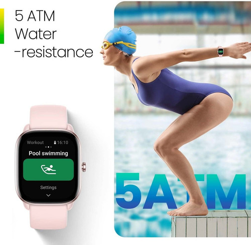 Imagen 5 de 7 de Smartwatch Amazfit GTS 4 Mini 1.65" caja de aleación de aluminio y plástico flamingo pink, malla flamingo pink de silicona