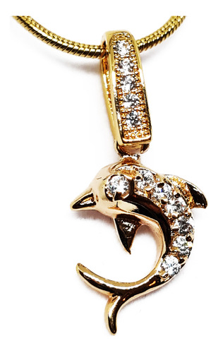 Exclusivo ! Collar Oro 18kt Delfín Diamantes De Moissanita