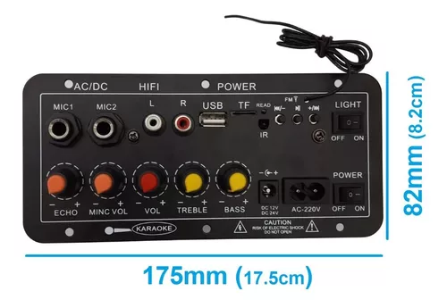 Modulo Amplificador Monofonico 100W Con Bluetooth, tweeter y entrada de  Microfonos