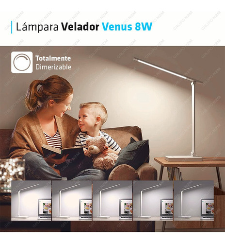 Velador Led De Mesa Táctil Dimeable Carga Inalámbrica Venus